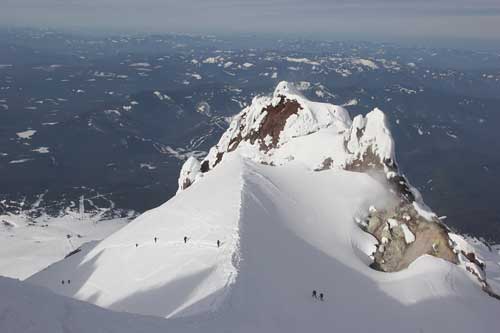 Climbers Crossing the Hogsback While Climbing Mt. Hood